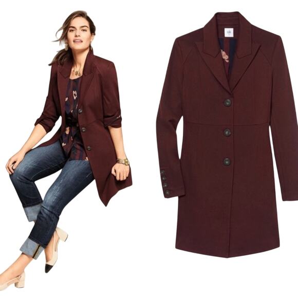 CABI Long Boss Jacket and Matching Skirt bundle Maroon Women’s size small / 6 - Picture 1 of 13